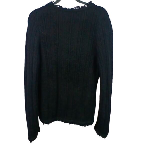 J.Crew SZ M Textured Cable-Knit Lady Jacket With Fringe In Black NWOT $198 - Picture 4 of 5